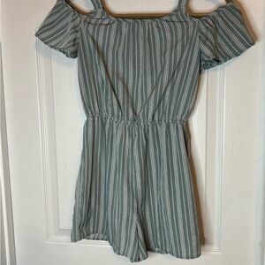 Striped Green Kids Romper